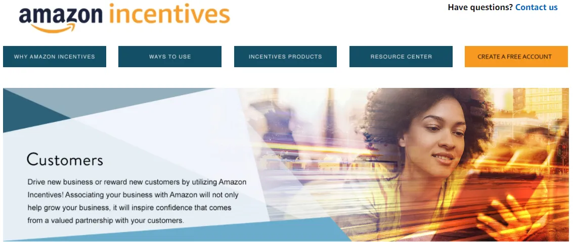 Strona programu Amazon Incentives skierowana do klientów