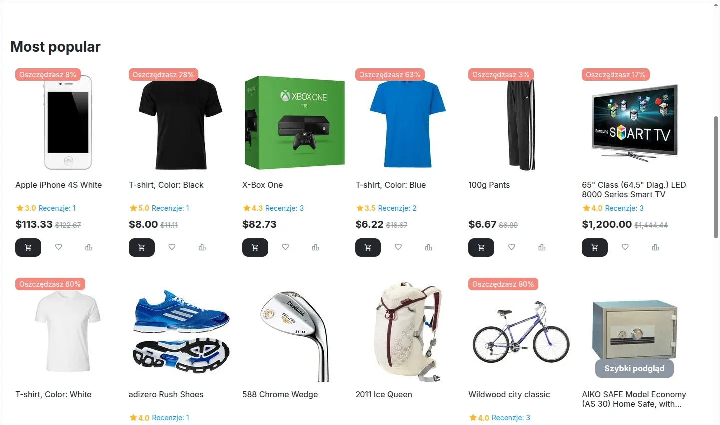 Lista produktów na motywie Nova