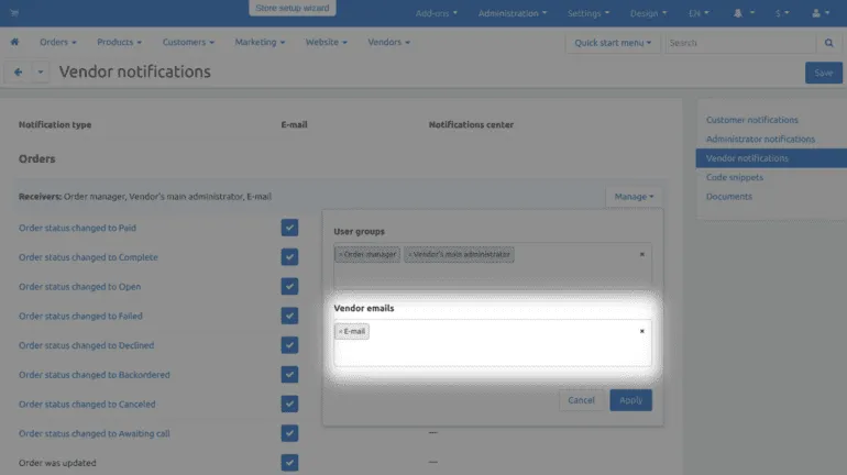 Dodatkowe adresy e-mail dla powiadomień sprzedawcy o zamówieniach
