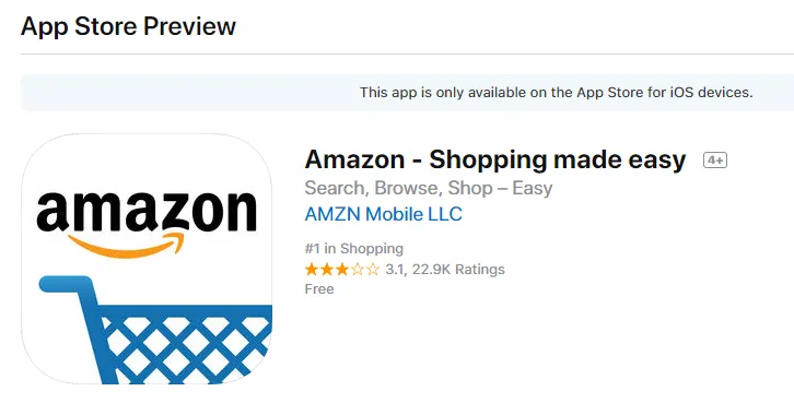 Aplikacja mobilna Amazon w App Store